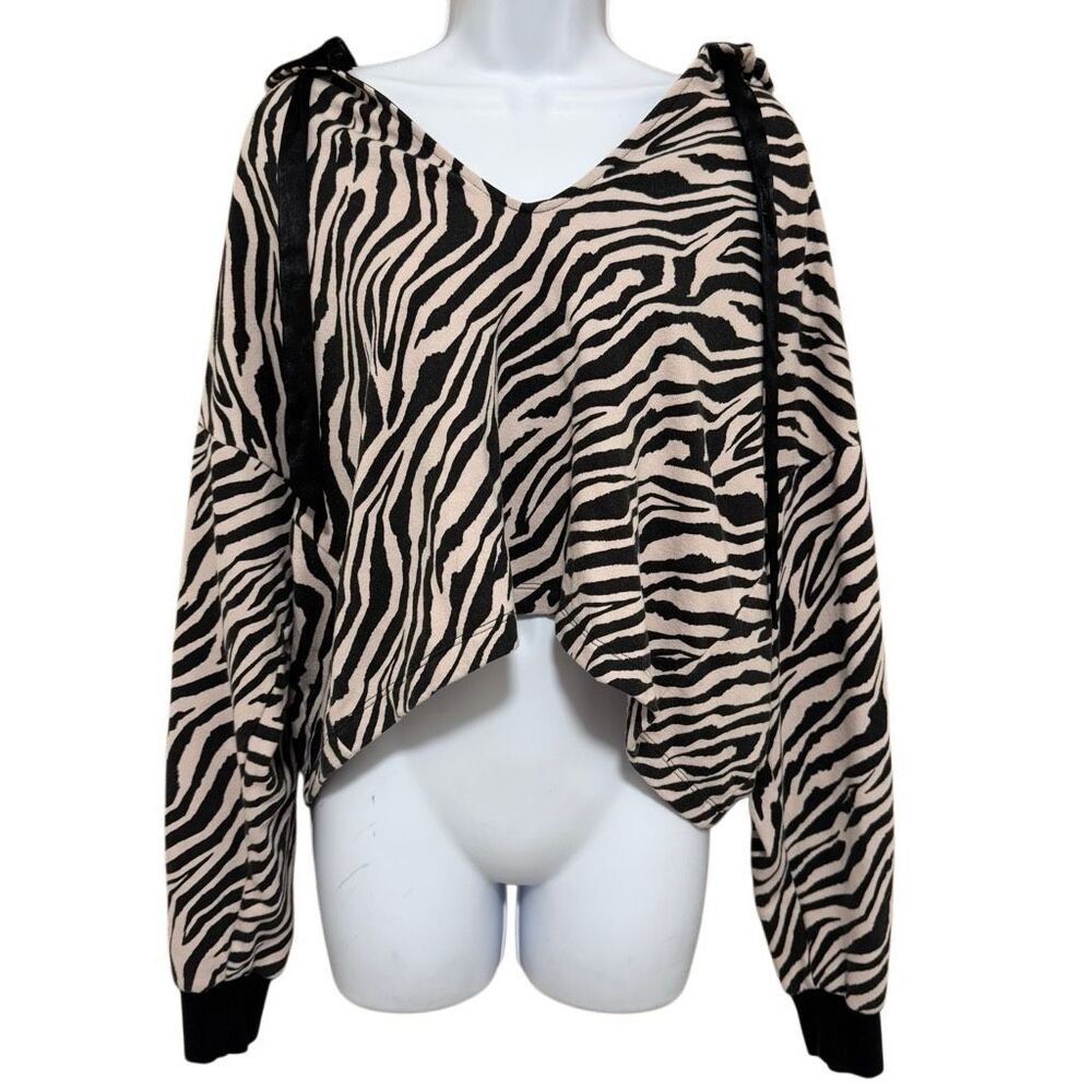 Victoria's Secret Black and Cream Zebra V-Neck Sweater